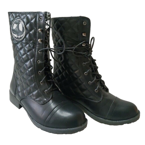 Nightmare Before Christmas Quilted Boots Lace Up Fold Down Women's Size W6 - Picture 1 of 7